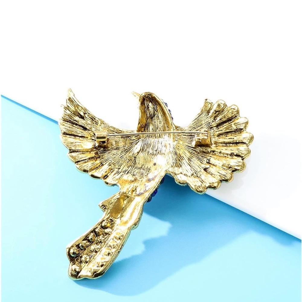 Retro Rhinestone Hummingbird Brooch - Picture 6 of 6